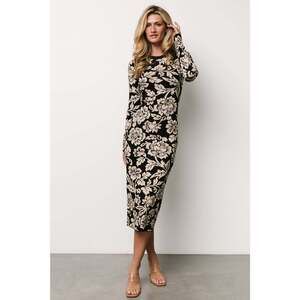Baltic Born Marci Sweater Dress | Black + Ivory Floral Size LL